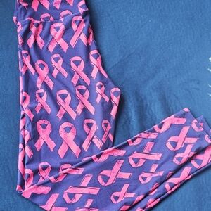 Pink Ribbon Pattern LuLaRoe Leggings OS